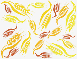 弯曲形小麦精美扁平化红黄麦穗装饰背景高清图片