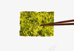 苔片筷子夹起来的海苔高清图片