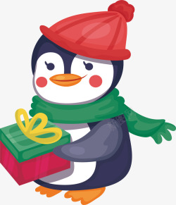 拿着纸张的企鹅拿着礼物的企鹅矢量图高清图片