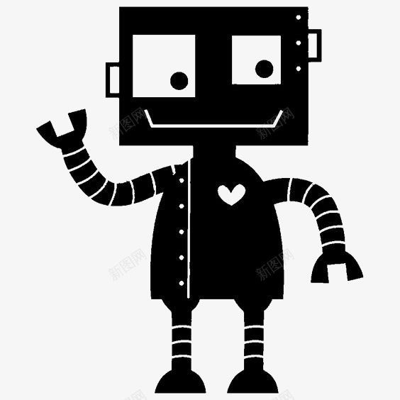 黑色机器人png免抠素材_新图网 https://ixintu.com 儿童 卡通机器人 黑色剪影
