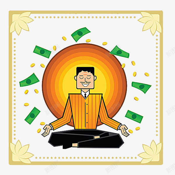 有关金钱的冥想psd免抠素材_新图网 https://ixintu.com 光环 卡通人物数钱 卡通手绘 理财 金融 金钱 钱币