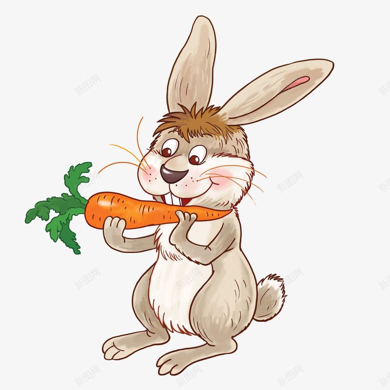 卡通版吃胡萝卜的兔子png免抠素材_新图网 https://ixintu.com 动漫动画 动物 卡通手绘 小兔子 胡萝卜 装饰图 食物