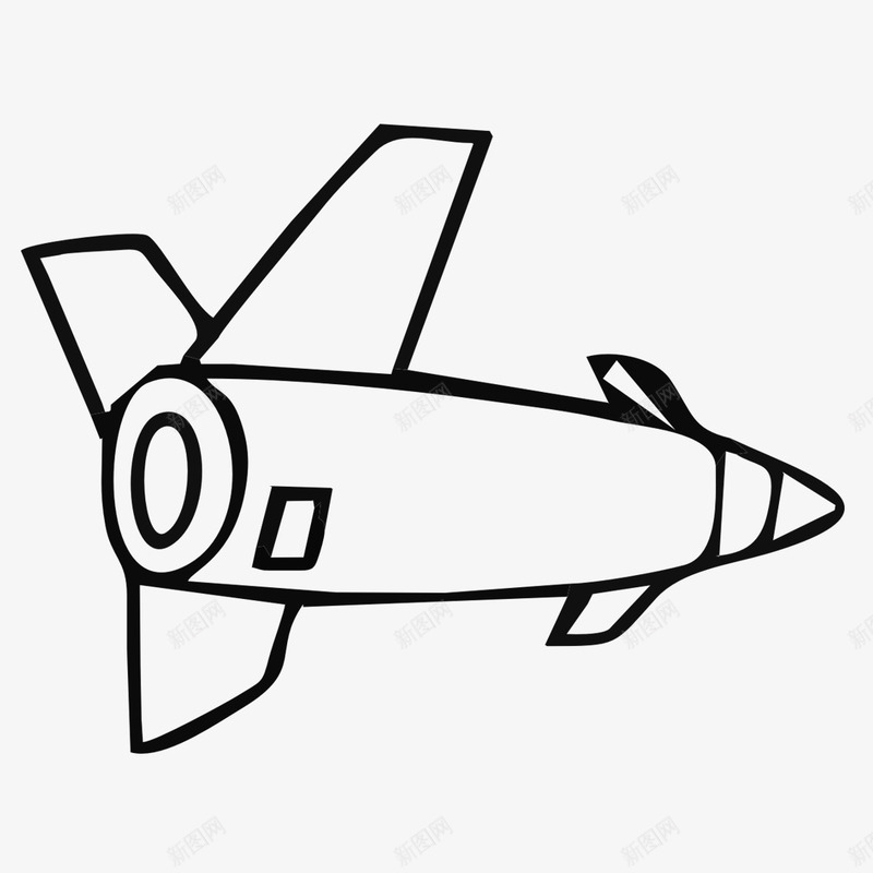 手绘简笔画导弹透明图标png_新图网 https://ixintu.com 儿童绘画 导弹矢量图 导弹透明png 手绘 火箭 简笔画 黑白线条