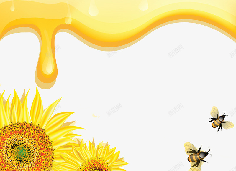 金色花朵png免抠素材_新图网 https://ixintu.com 向日葵 手绘 花朵 蜂王浆 蜂蜜 蜜蜂 采蜜 金黄色 鲜花