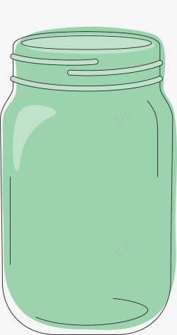 透明绿色平口罐子矢量图素材