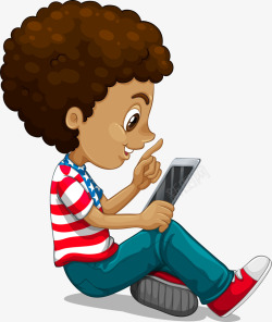 手机电子书可爱玩手机的男孩高清图片