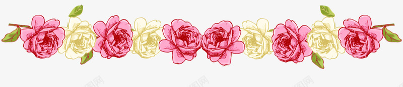 粉色黄色花朵花环png免抠素材_新图网 https://ixintu.com 古典 手绘 横条 花朵