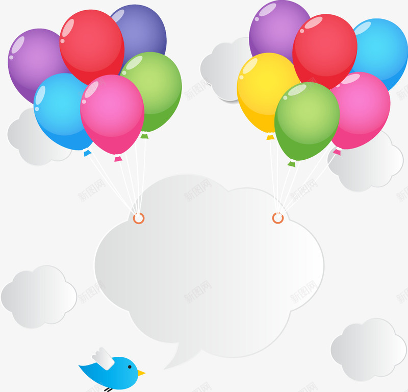 手绘气球绑着云朵标签png免抠素材_新图网 https://ixintu.com 云彩 手绘 标签 气球