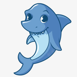 海洋宝宝卡通蓝色的鲨鱼动物矢量图高清图片