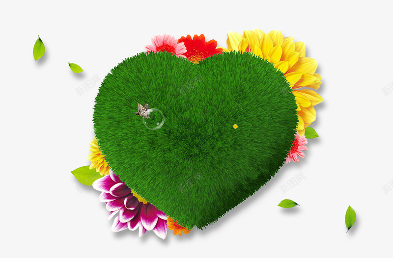 创意爱心形状绿色的草地png免抠素材_新图网 https://ixintu.com 创意 形状 爱心 绿色 草地