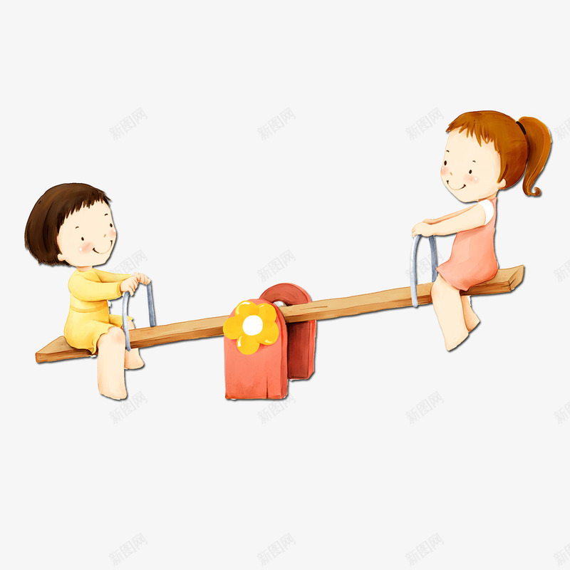 男孩女孩玩跷跷板png免抠素材_新图网 https://ixintu.com 儿童 压跷跷板 游戏 玩耍 跷跷板