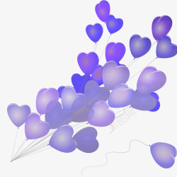 爱在情人节卡通蓝色爱心气球装饰素材