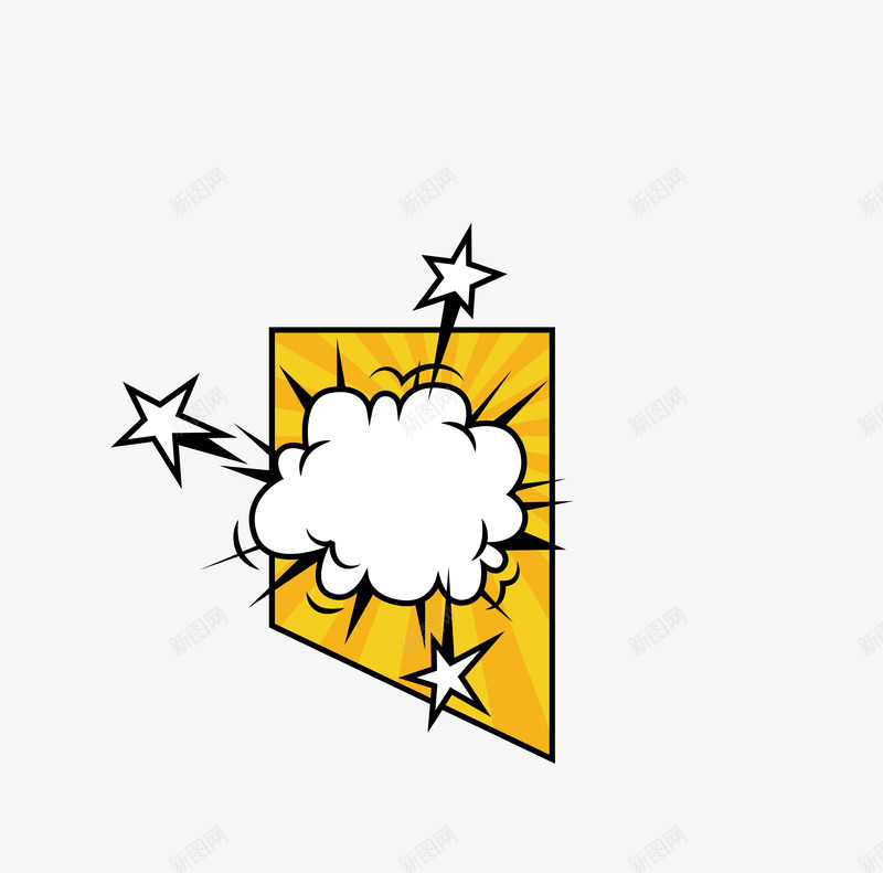 黄色星云爆炸贴png免抠素材_新图网 https://ixintu.com 五角星形 火爆 爆炸贴 矢量素材 黄色标题框