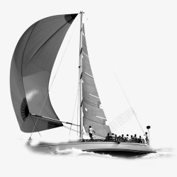 黑白的帆船素材