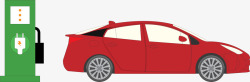 红色电动汽车红色迷你风格充电汽车矢量图高清图片