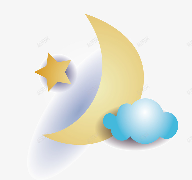 月亮云朵png免抠素材_新图网 https://ixintu.com AI设计 云朵 卡通 平面设计 月亮