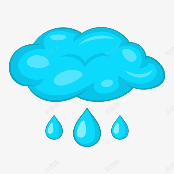 蓝色手绘雨云png免抠素材_新图网 https://ixintu.com 下雨 卡通雨滴 卡通雨点 水滴 矢量手绘 蓝色云朵 雨水 雨滴