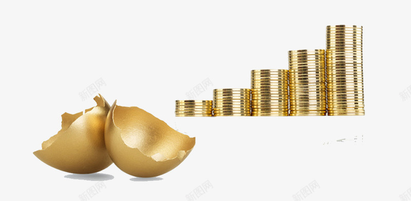 金色的蛋壳png免抠素材_新图网 https://ixintu.com 堆积的金币 理财 货币 金色的蛋壳 金融 钱币