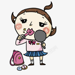 娇艳欲滴气垫口红手绘化妆的女孩高清图片