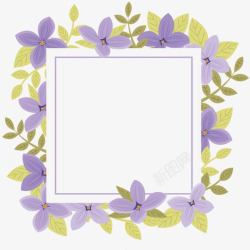 紫色绿色鲜花花框素材