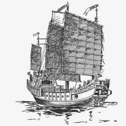 清朝出海航行的船图矢量图素材