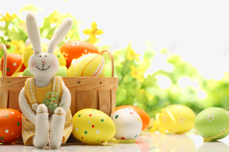 精美复活节广告元素png免抠素材_新图网 https://ixintu.com 小兔子 玩具 花朵 鲜花