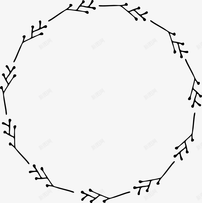 手绘花环png免抠素材_新图网 https://ixintu.com 卡通花环 小草花环 底纹边框 手绘花环 线描 线描花环 线条 花环