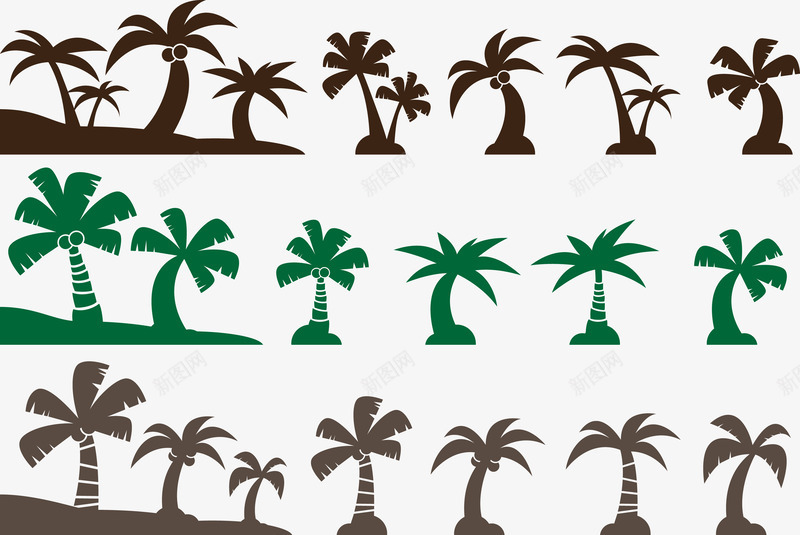 卡通风格椰子树png免抠素材_新图网 https://ixintu.com 卡通 椰树 沙滩