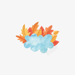 云彩和秋天的树叶素材