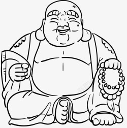 佛教符号黑白风格弥勒佛矢量图高清图片