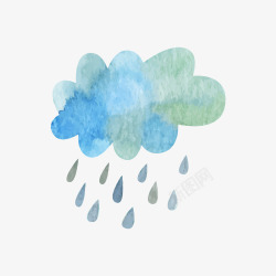 蓝色的云彩和雨滴矢量图素材