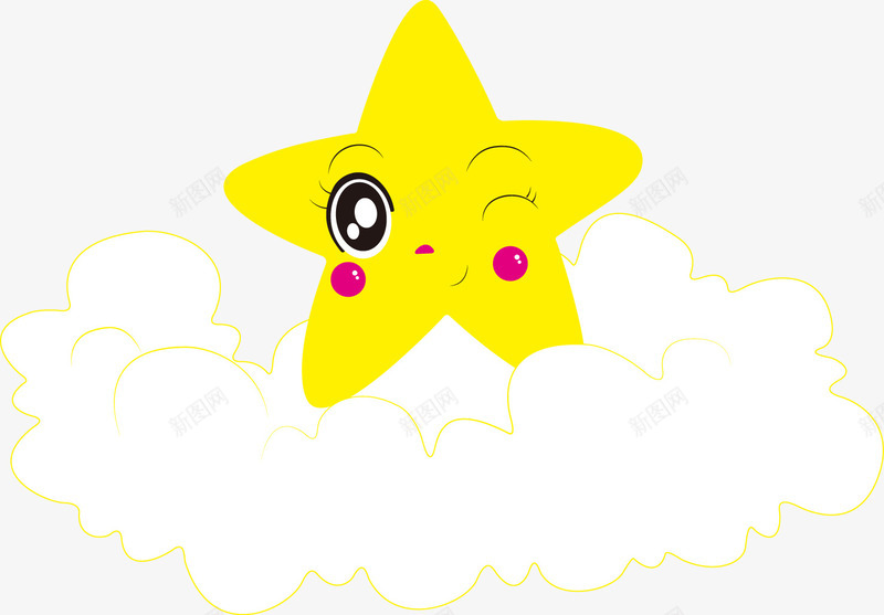 手绘黄色星星云朵图案png免抠素材_新图网 https://ixintu.com 云朵图案 手绘 黄色星星
