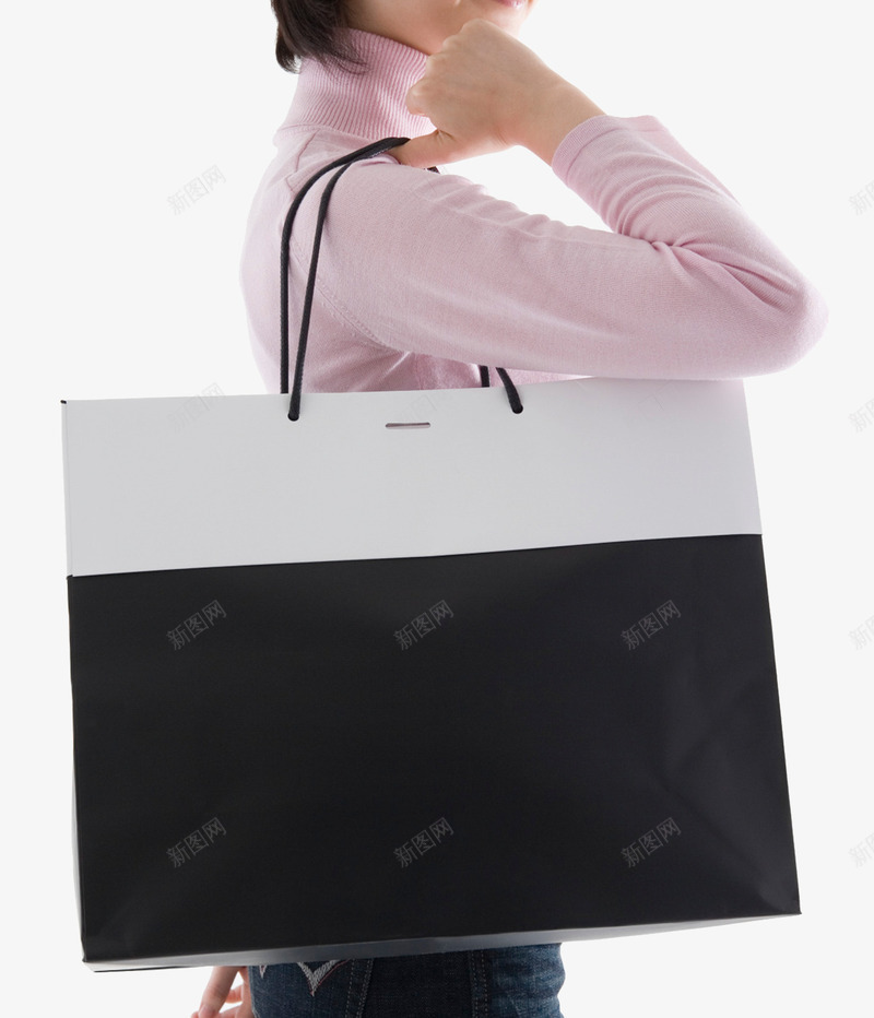 品牌商店购物纸袋psd免抠素材_新图网 https://ixintu.com 手提纸袋 手提袋 挽着 购物 黑白