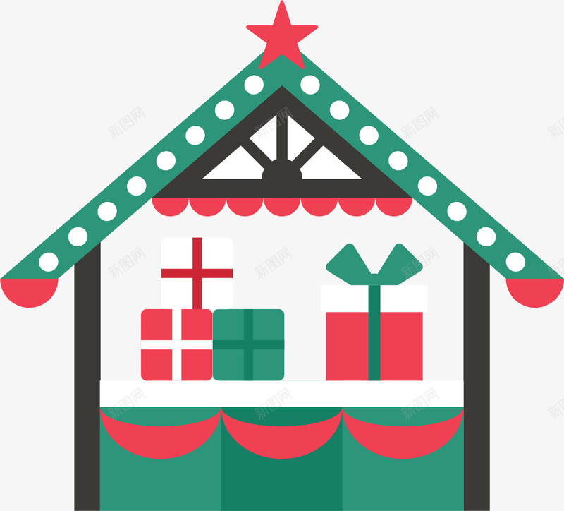 卡通小屋子png免抠素材_新图网 https://ixintu.com 创意小房子 卡通小屋 可爱小屋 圣诞节装饰 手绘圣诞礼物 红五角星