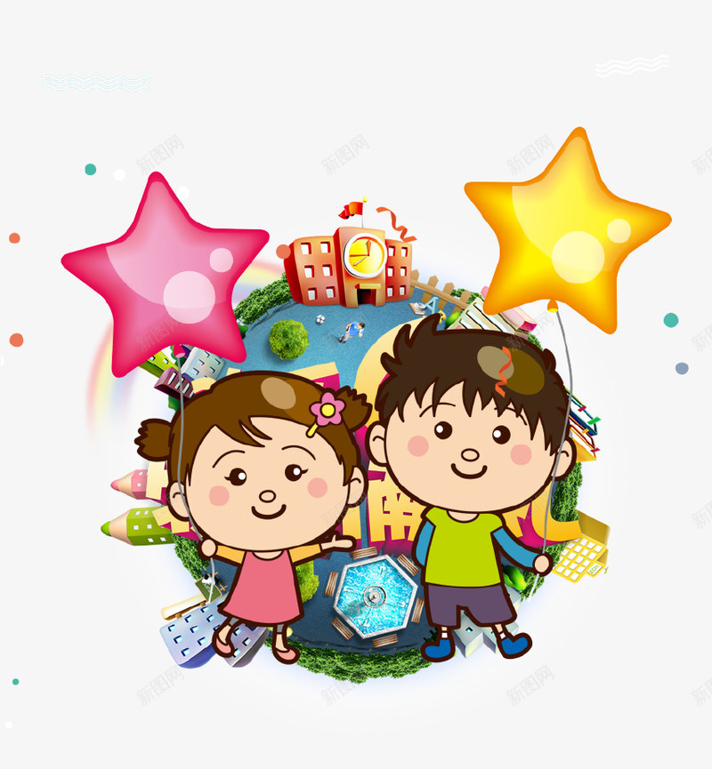 卡通手绘可爱儿童插画psd免抠素材_新图网 https://ixintu.com 61 儿童 儿童节 卡通手绘 可爱 插画 星星 气球