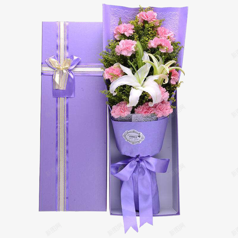 紫色康乃馨png免抠素材_新图网 https://ixintu.com 康乃馨礼盒 母亲节 礼物 礼盒 紫色 花束