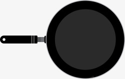 金属锅具黑色圆形扁平铁锅矢量图高清图片