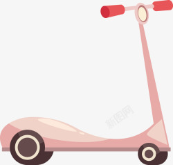 一个粉色儿童滑板车矢量图素材
