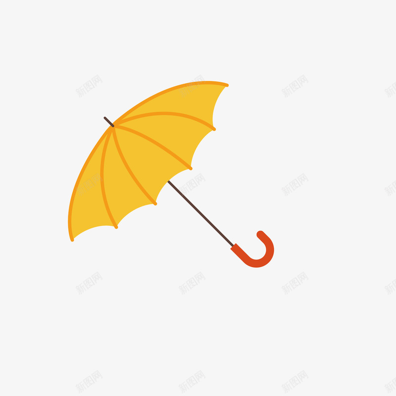 黄色雨伞矢量图ai免抠素材_新图网 https://ixintu.com 扁平化 把手 渐变 红色 纹理 质感 雨伞 黄色 矢量图