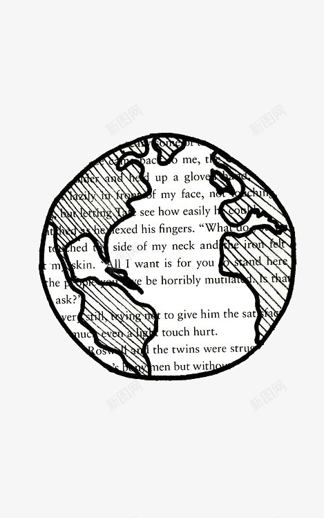 地球png免抠素材_新图网 https://ixintu.com 卡通 圆圈 地球 手绘 星球 艺术 黑白