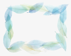 欧风边框叶子淡蓝色叶子形状边框相框高清图片