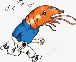 虾漫画奔跑的卡通小龙虾高清图片