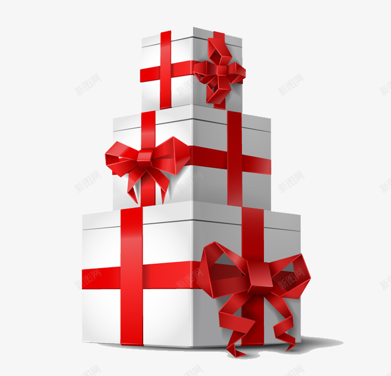 白色堆叠礼盒png免抠素材_新图网 https://ixintu.com 堆叠 堆叠效果 效果 白色礼盒 礼物堆 礼盒 红色丝带