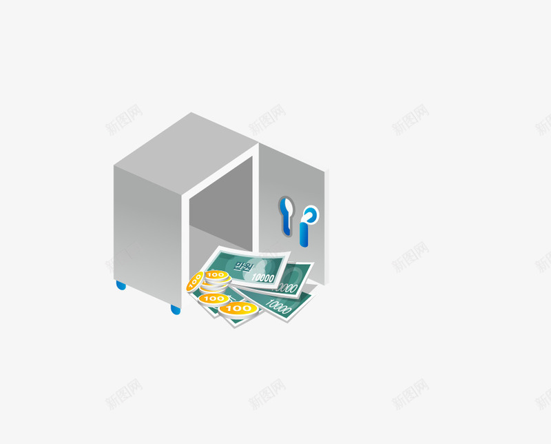 3D保险箱png免抠素材_新图网 https://ixintu.com 保险箱 卡通 立体 箱子 纸币 钱币