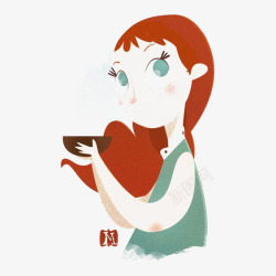 一碗水卡通卡通女孩高清图片