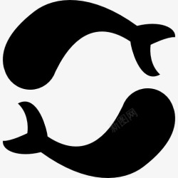 双鱼座符号双鱼座的鱼形状的标志图标高清图片