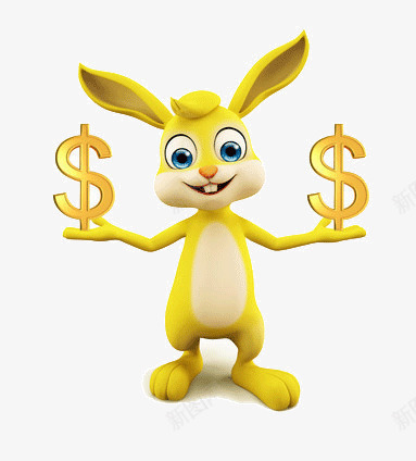 双手托着钱币的兔子png免抠素材_新图网 https://ixintu.com 动物 美元 金钱