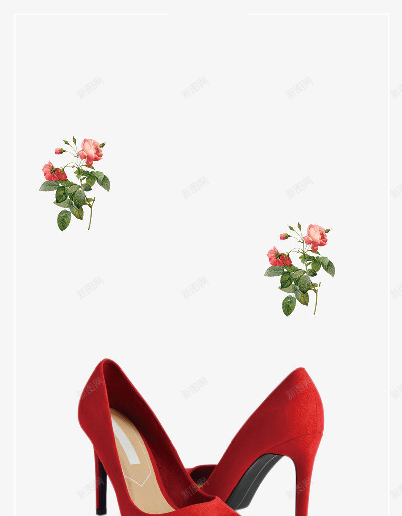 鲜花高跟鞋png免抠素材_新图网 https://ixintu.com 女式高跟鞋 女鞋 红色鞋 鞋