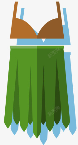 夏威夷符号绿色女生草裙风情矢量图高清图片