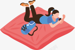 一个女子一个躺在垫子上的女子矢量图高清图片